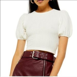 Topshop White Puff Sleeve Crop Top